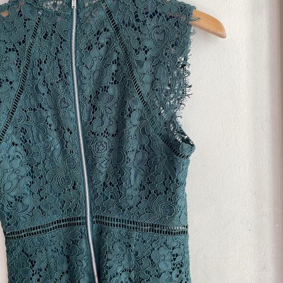 Bardot Lace Panel Sheath Dress Forest Green - Picture 12 of 16